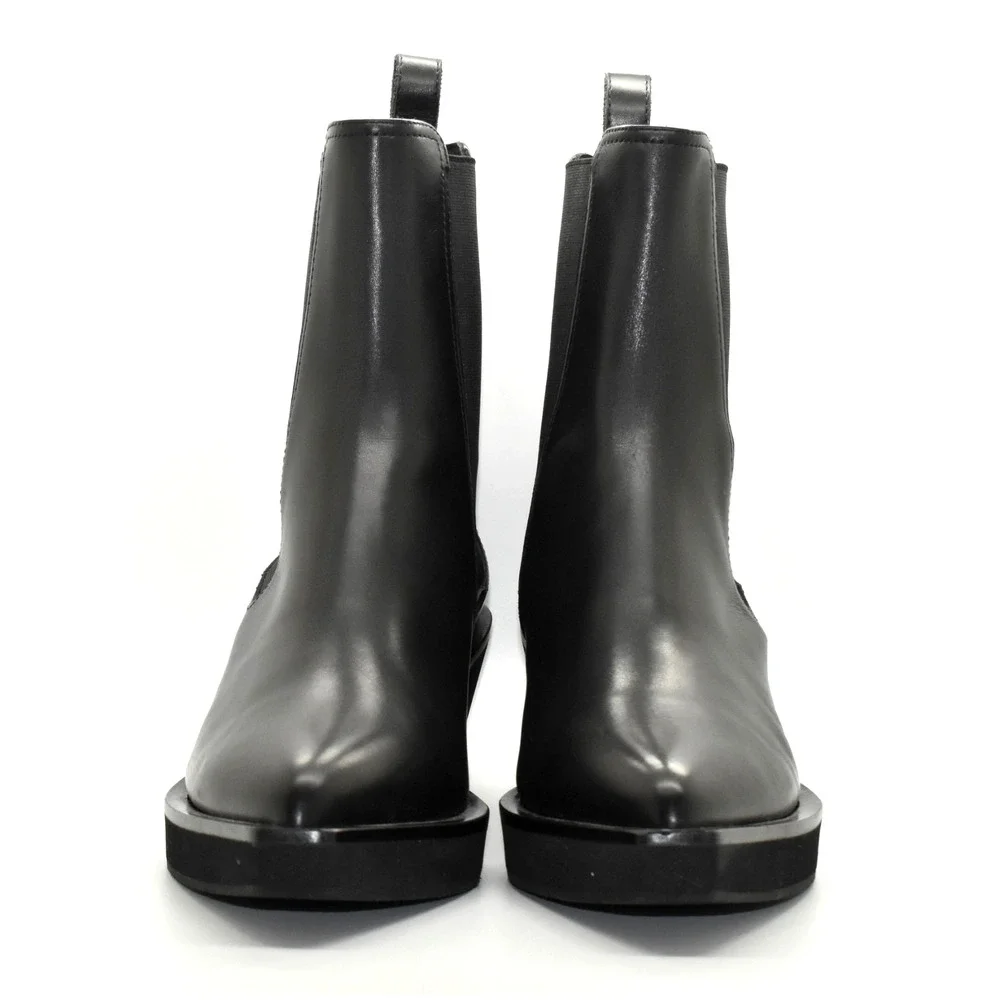 C0 NWOB ROBERT CLERGERIE Black Leather Angular Toe Tegan Boot Shoes Size 39.5